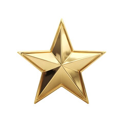 Obraz premium A single shiny golden five pointed star symbol of success and achievement isolated on transparent background