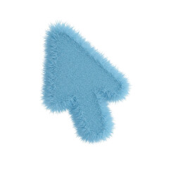 Fluffy blue cursor icon isolated on transparent background