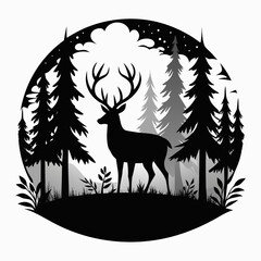 Nature Silhouette Deer & Trees