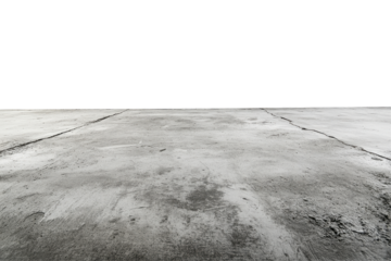 Weathered concrete surface with visible cracks and texture isolated on transparent background. Concrete floor isolated on white background.