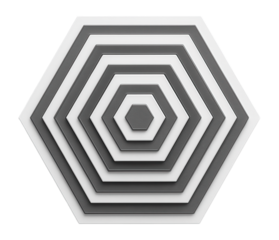 Concentric hexagons with alternating matte and glossy surfaces.