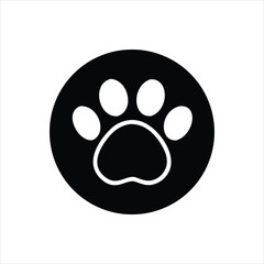 Fototapeta premium Black paw print icon inside a black circle on white background animal 1