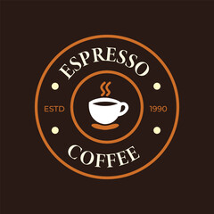 Coffee logo design featuring a cup and establishment year, perfect for cafes and beverage branding with a minimal vector style