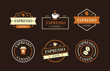 Unique espresso coffee logo designs showcasing minimal and modern branding elements with a vintage touch for cafes or restaurants