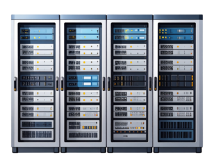 Minimalist Server Rack Icon in Flat Design, Isolated on Transparent Background