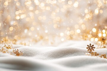 Winter wonderland scene with snow and lights