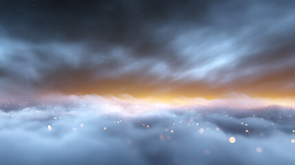 A breathtaking view of clouds at dawn, with dramatic lighting and ethereal ambiance that inspires tranquility and awe.