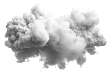 White smoke cloud explosion isolated on transparent background. Dynamic explosion of dust cloud isolated on white background.