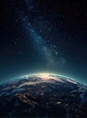 Fototapeta premium Earth from space, night side, Milky Way