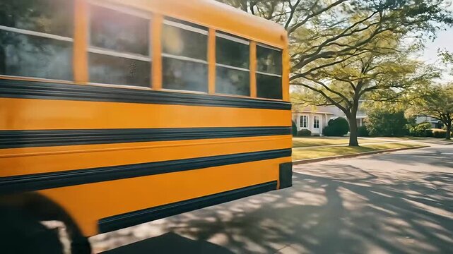 Classic Yellow School Bus Driving 
