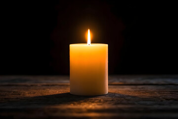 Candle flame glowing on dark background