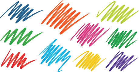 Colorful crayon scribbles vector illustration for background texture and design elements on white paper