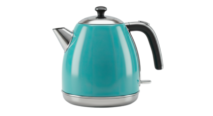 Stylish Turquoise Electric Kettle Isolated.