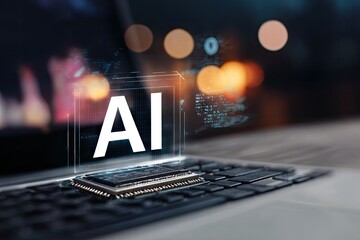 Laptop with AI overlay