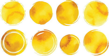 Watercolor yellow circles vector illustration for design elements and graphic resources on isolated background