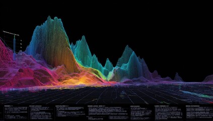 Abstract colorful 3D mountain range graphic