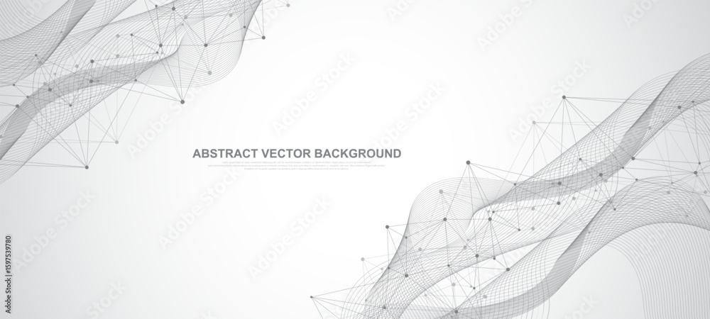 Poster global network connection concept. big data visualization. social network communication in the globa