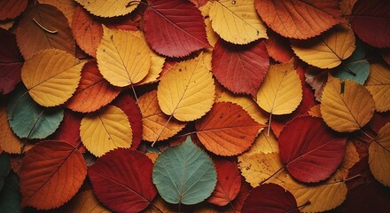Fototapeta premium Vibrant Autumn Leaves Displaying a Spectrum of Colors from Yellow to Red and Green