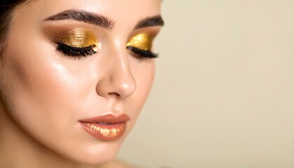 Fototapeta premium Close-up woman, golden makeup