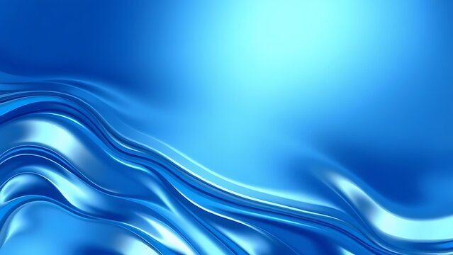 Abstract tech background with flowing liquid metal texture in blue and silver tones.