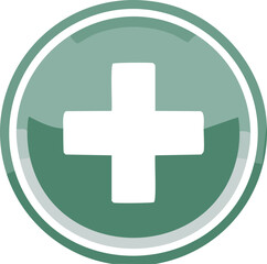 Obraz premium Green medical cross symbol for healthcare and emergency