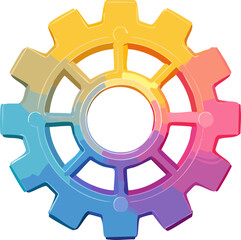 Obraz premium Colorful gear icon with gradient mechanical design