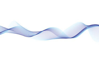 Blue Wave Abstract Background, Smooth Flowing Lines on White