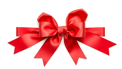 Elegant red satin ribbon with a bow, isolated on a clean white background for a gift concept.