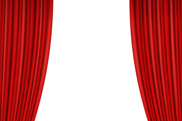 Red curtain curve isolated on white background. Vector