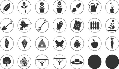 A collection of various business and office icons in a hand-drawn doodle style.