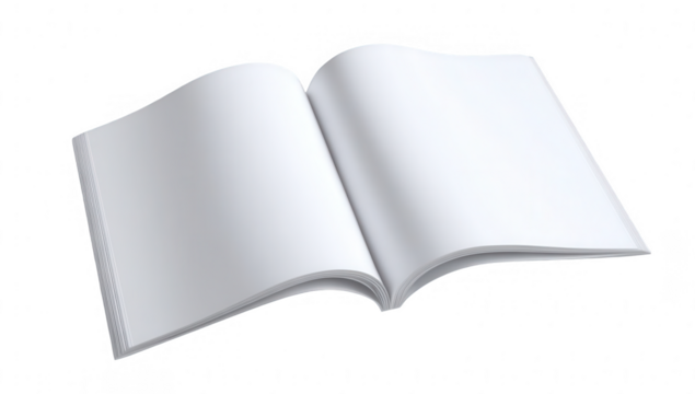 Open book, blank pages, white, simple
