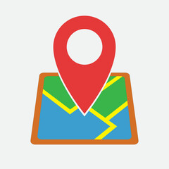 Map Location Pin on Map Illustration in Flat Style