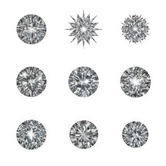 Sparkling diamond gemstone collection, round brilliant cut, jewel, crystal, facet, precious stone, luxury, shine, glamour, isolated on transparent background