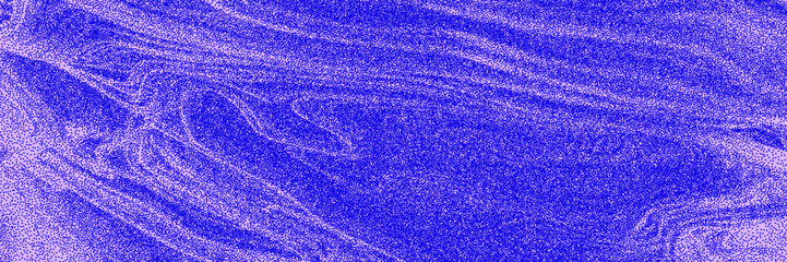 Psychedelic stipple blue pattern on the violet background. Retro surreal wavy dotted line with noise filter effect. Vector illustration