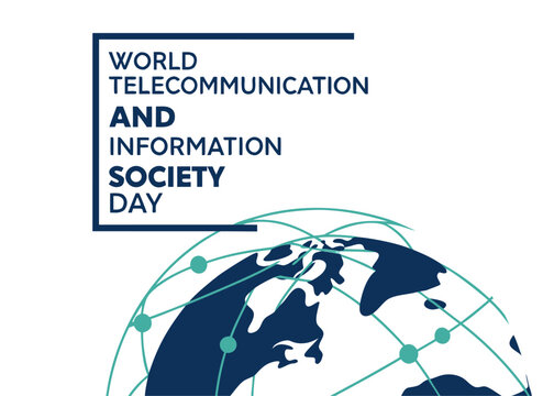 World Telecommunication and Information Society Day Illustration with Globe and Network Lines on White Background