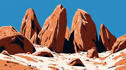 Desert landscape with towering reddish rocks