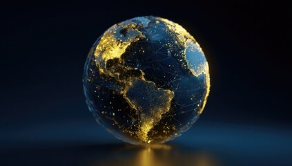 Illuminated globe, network of light, shining continents