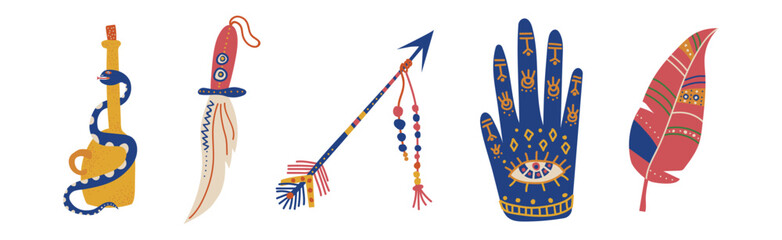 Magic and Witchcraft Object and Spiritual Element Vector Set