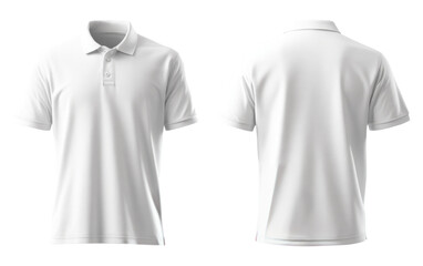 Front and back white polo shirt mockup, cut out