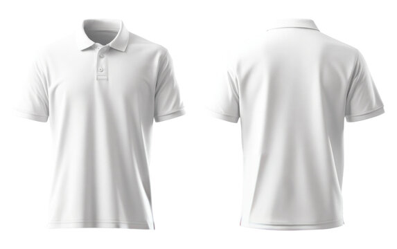 Front and back white polo shirt mockup, cut out