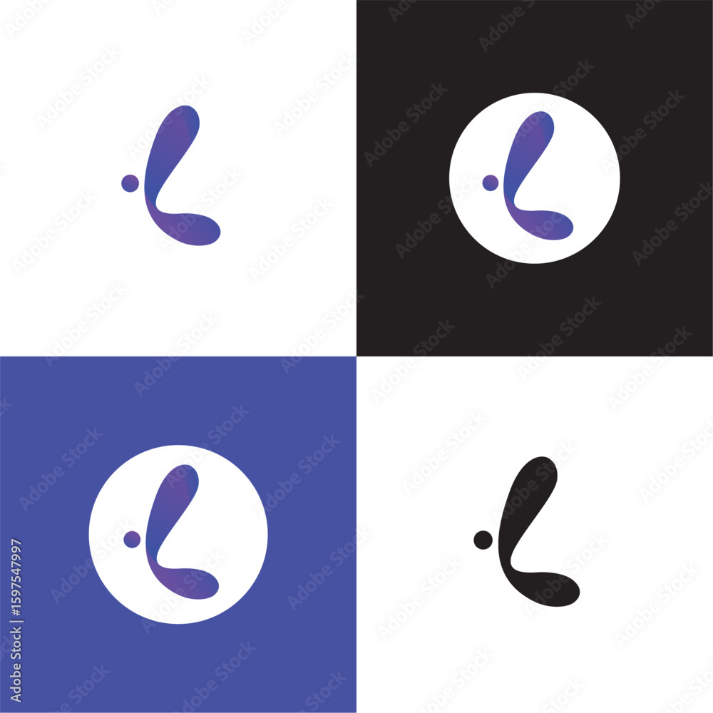 Fototapete abstract letter l logo template. flat material design with 3d elements, usable for business and bran
