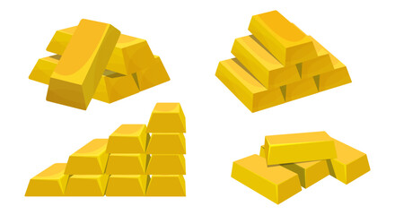 Set of gold bars. Finance, investment, business concept. Vector illustration