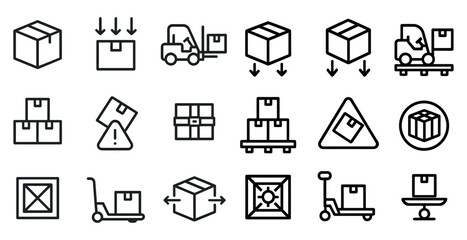 Logistics and delivery icons set &ndash; outline, linear, shipping and transport symbols