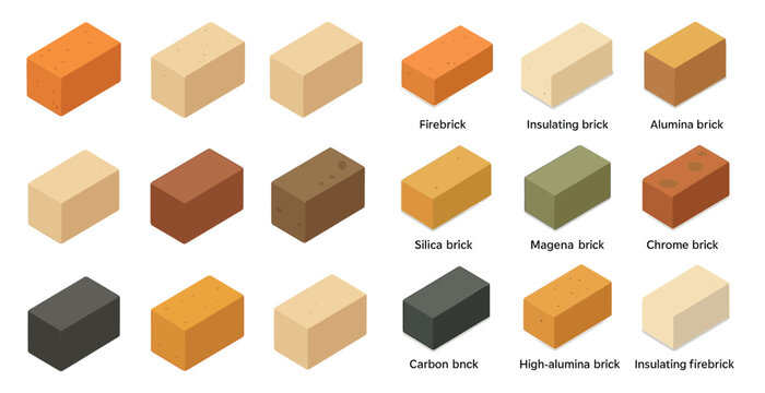 Construction materials isometric icons set – 3d, building, industrial symbols