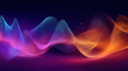 Fototapeta premium Abstract wavy lines in vibrant colors on a dark background
