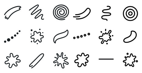 Abstract line icons set – flat, outline, sketch and doodle designs