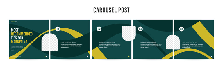 Editable Instagram Carousel Post Layout Set, Social Media Marketing microblog template design, tips & tricks linkedin post template, eps 10.	