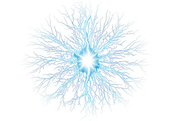 Electric discharge energy power lightning strike isolated on transparent background