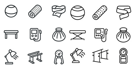 Fototapeta premium Massage therapy icons set – outline, line, spa and wellness symbols
