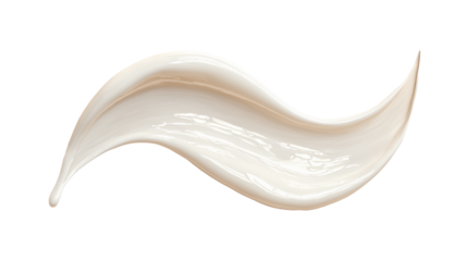Glossy creamy brushstroke with soft light on transparent background